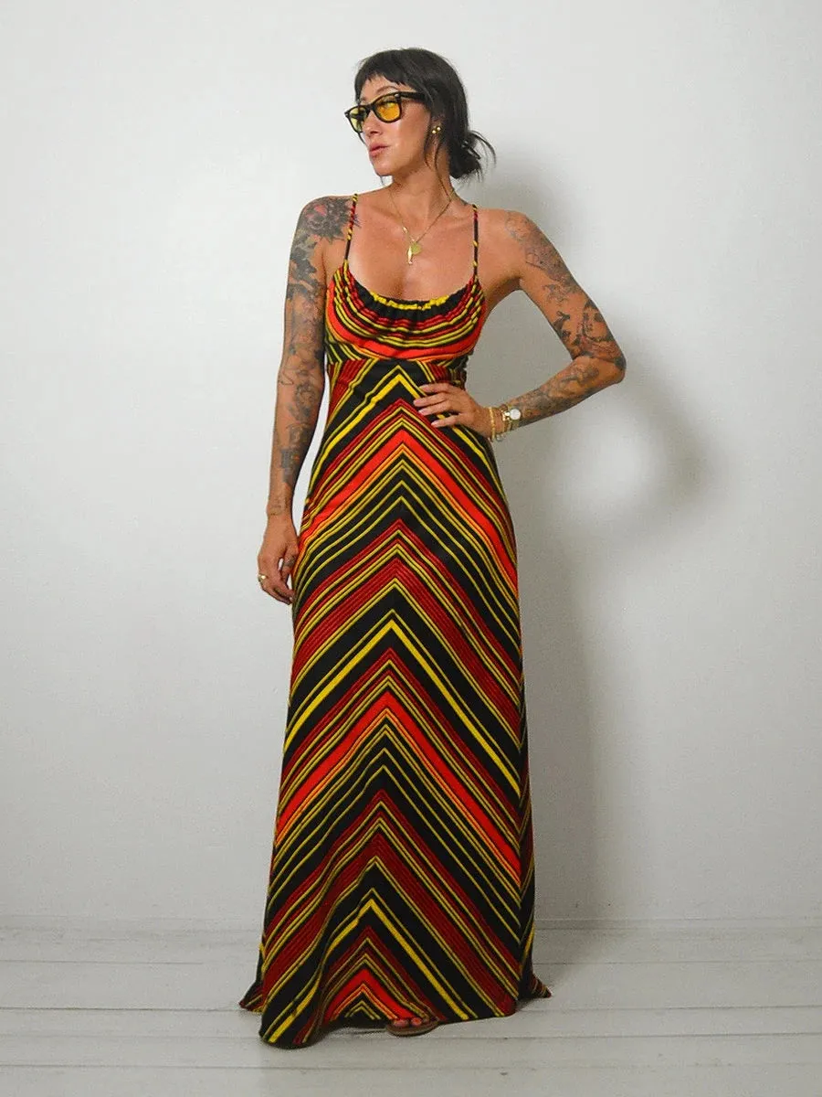 1970's Chevron Stripe Maxi Sundress