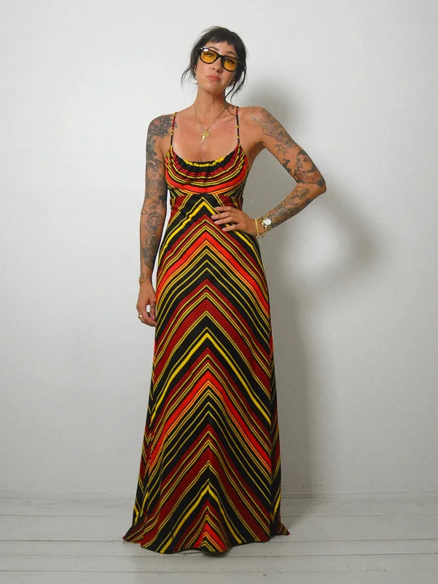 1970's Chevron Stripe Maxi Sundress