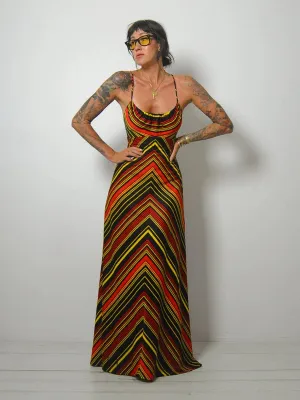 1970's Chevron Stripe Maxi Sundress