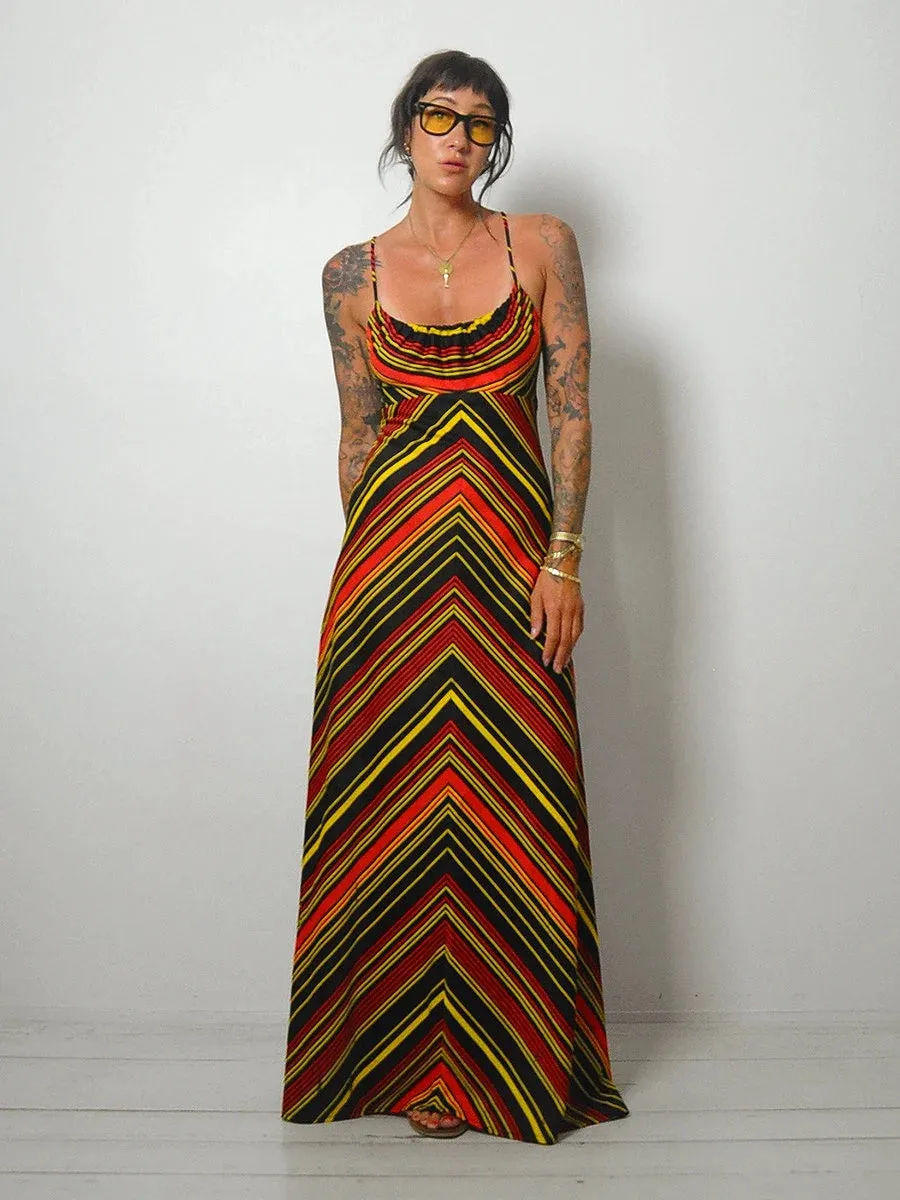 1970's Chevron Stripe Maxi Sundress