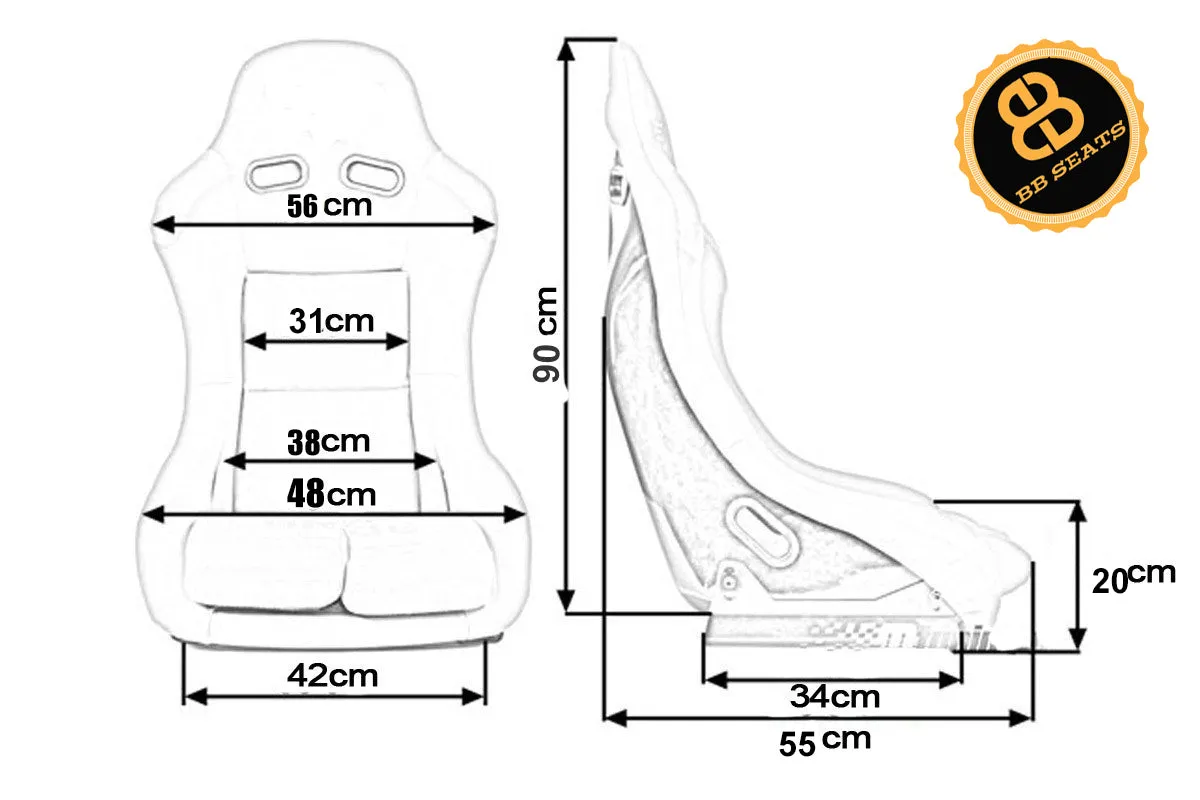 BB5 Suede Fibreglass Bucket Seat Large   Runners & Sidemounts