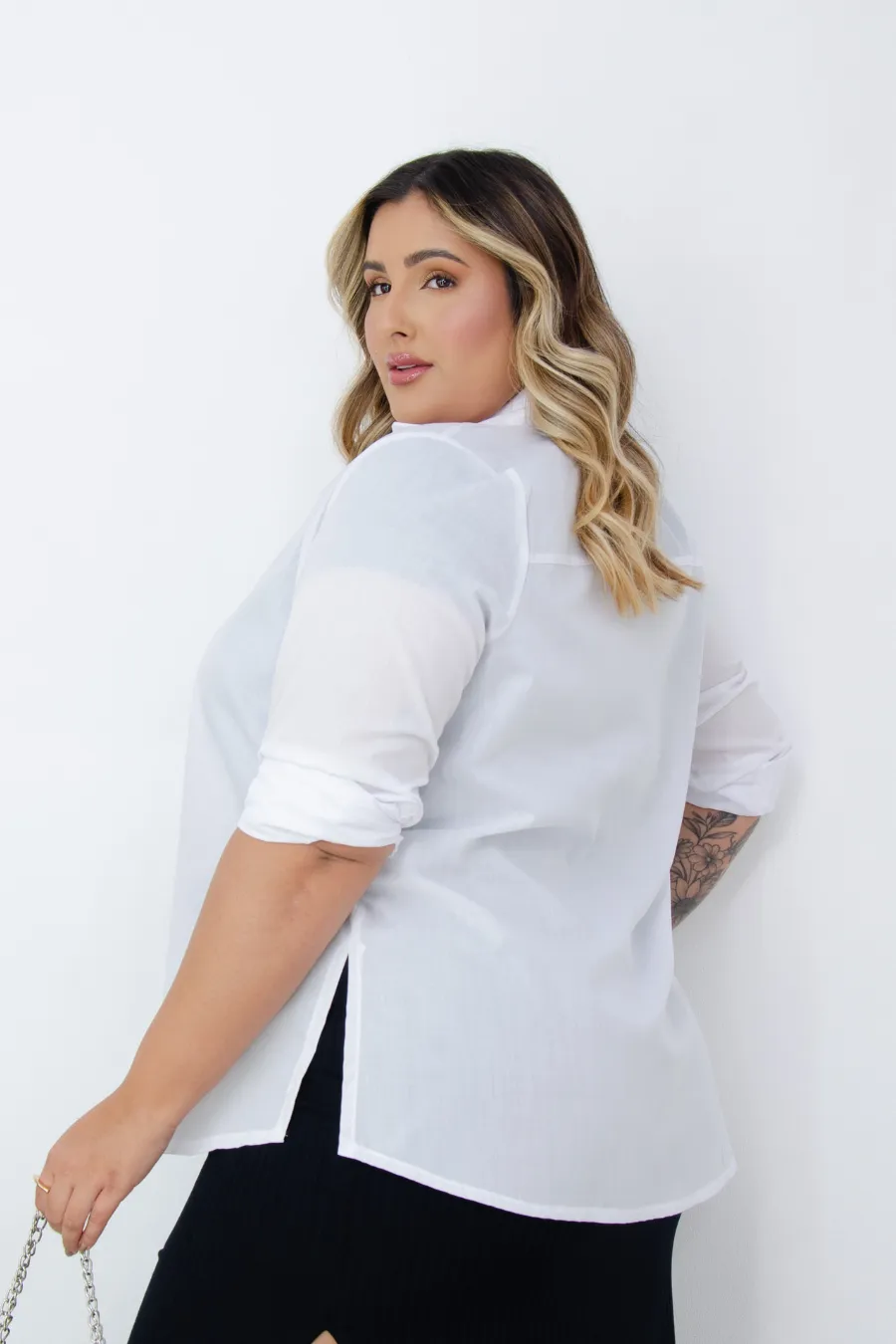 Camisa Plus Size Tricoline Longa