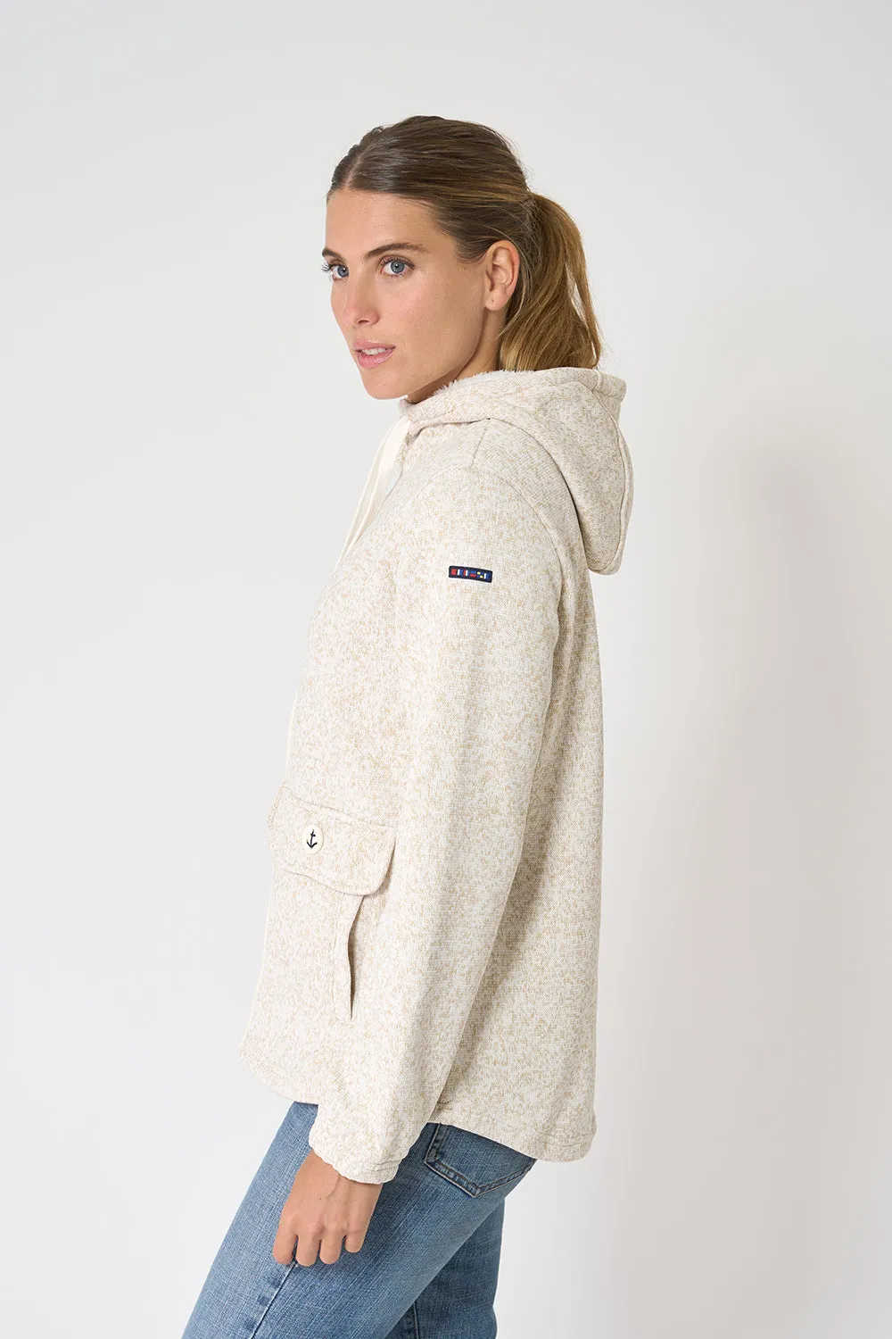 Chaqueta fleece polar con capucha y bolsillos