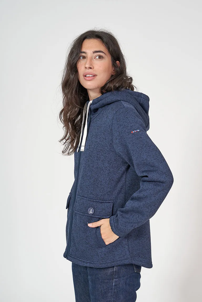 Chaqueta fleece polar con capucha y bolsillos