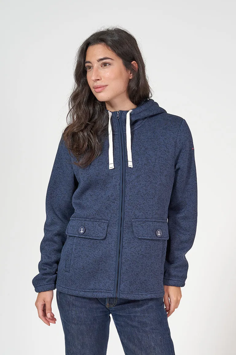 Chaqueta fleece polar con capucha y bolsillos