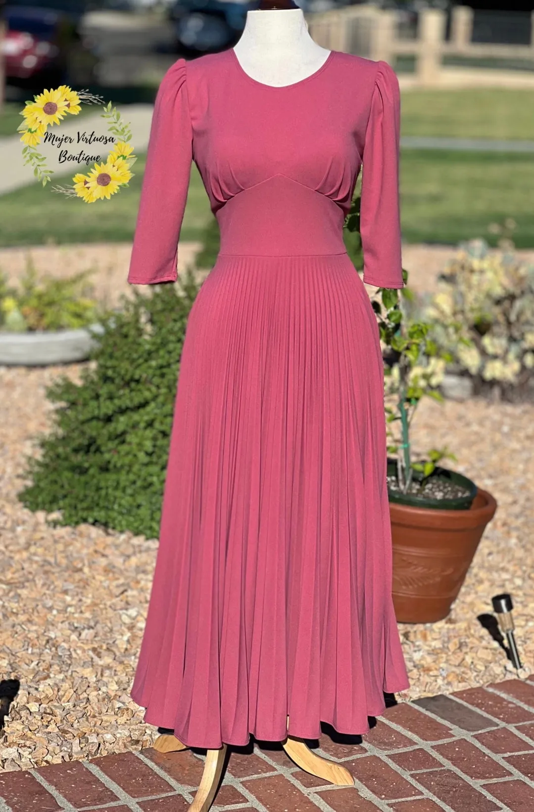 Cristel Rose Pink Pleated Dress