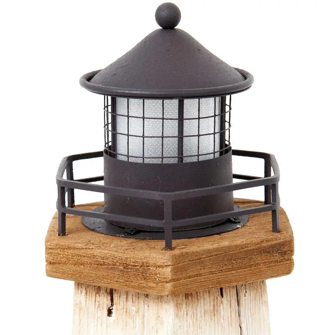 Faro de madera blanco con Led - D1030