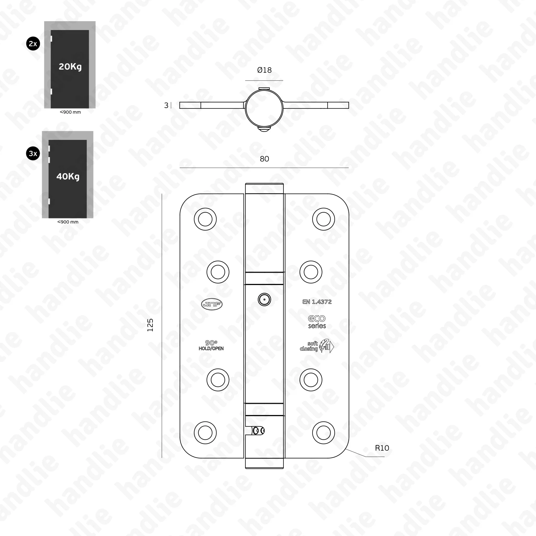 IN.05.040 - Dobradiças de mola - Inox