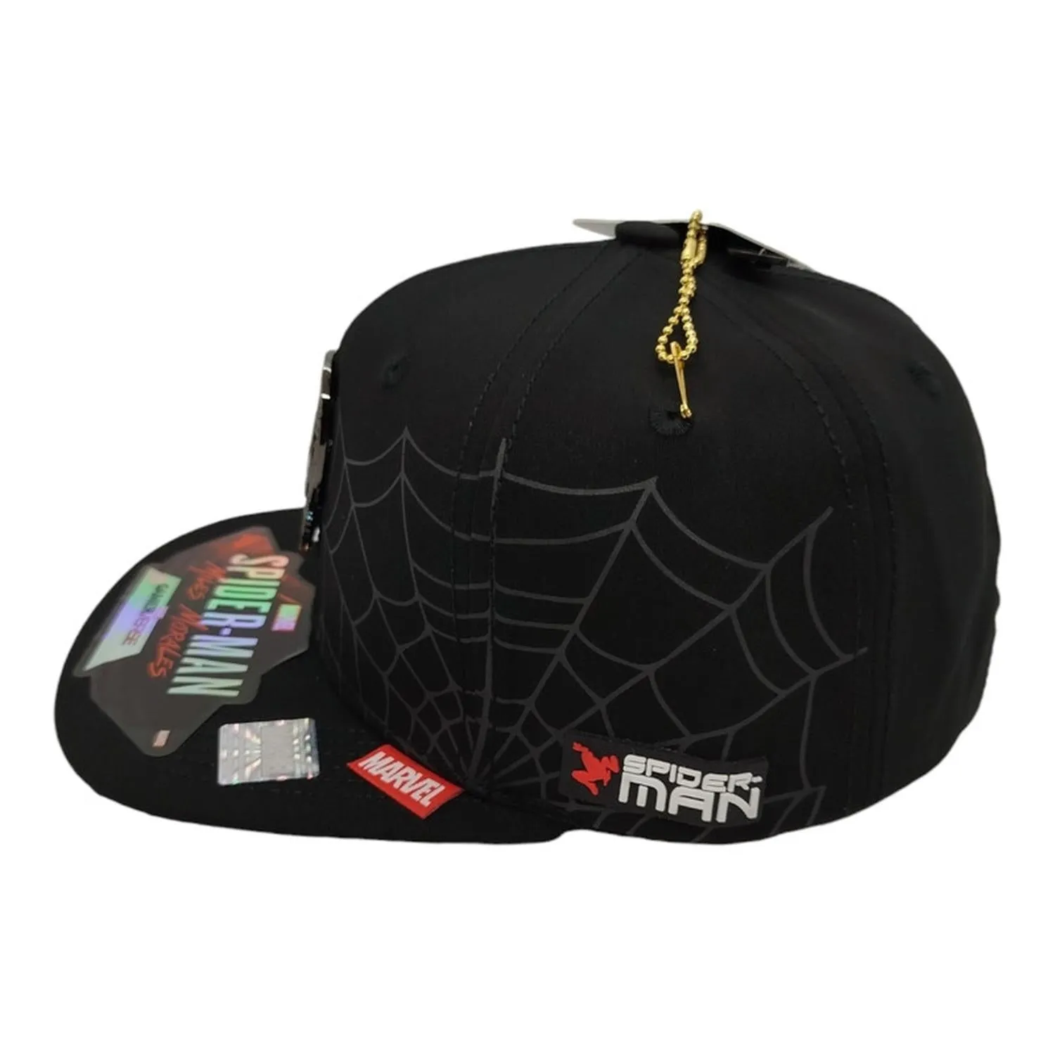 Kndit Caps Gorra Negra Telaraña Placa Plateada Máscara-Araña Miles Morales