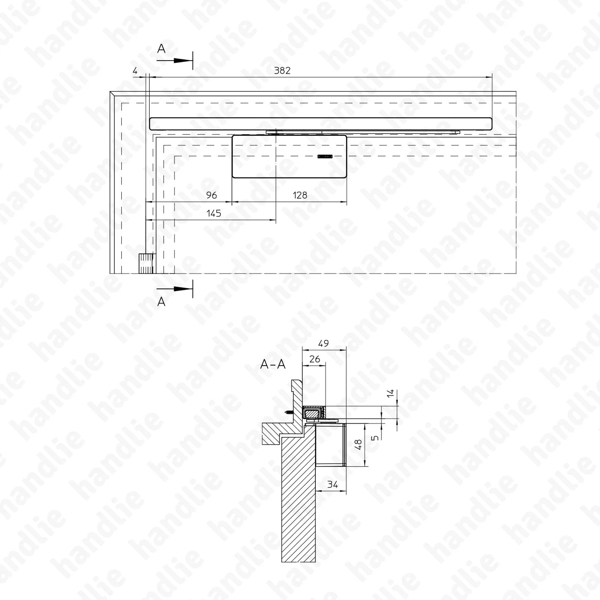 MG.184106 - GEZE ActiveStop - Amortecedor de porta bidireccional com guia - 45Kg | GEZE