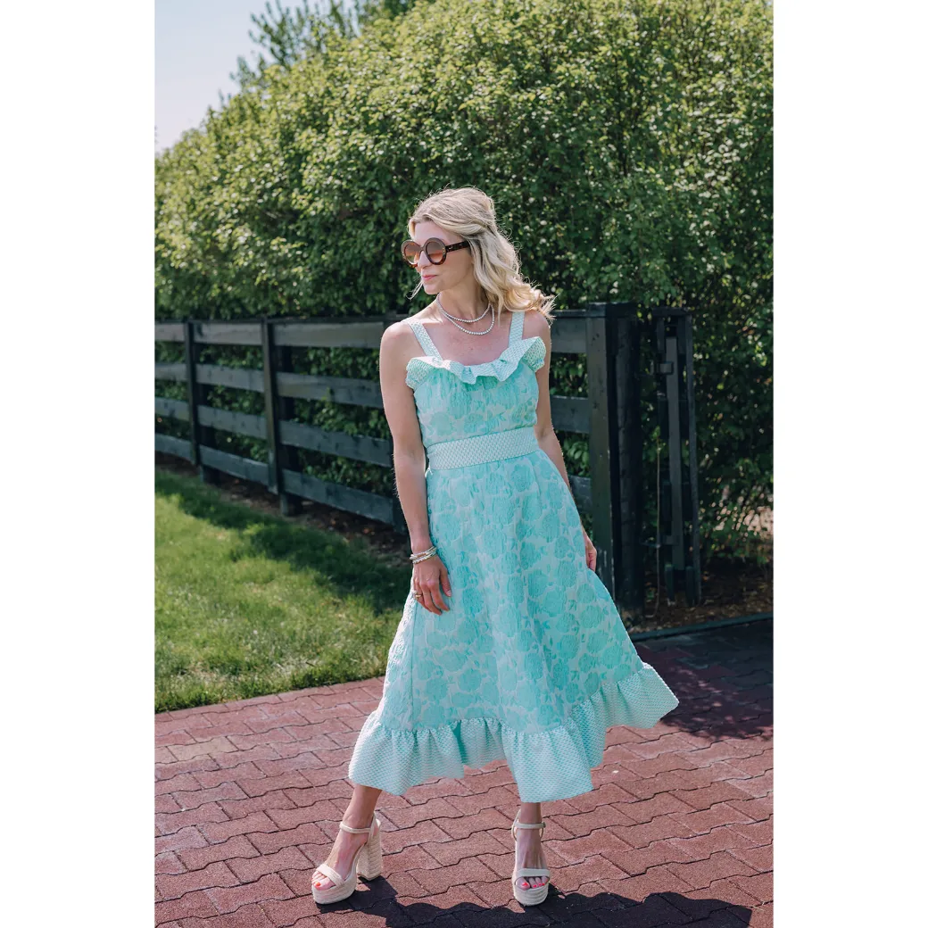 SAMPLE - BURU x Pappy & Co Sundress - Aqua Brocade