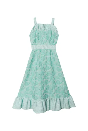 SAMPLE - BURU x Pappy & Co Sundress - Aqua Brocade