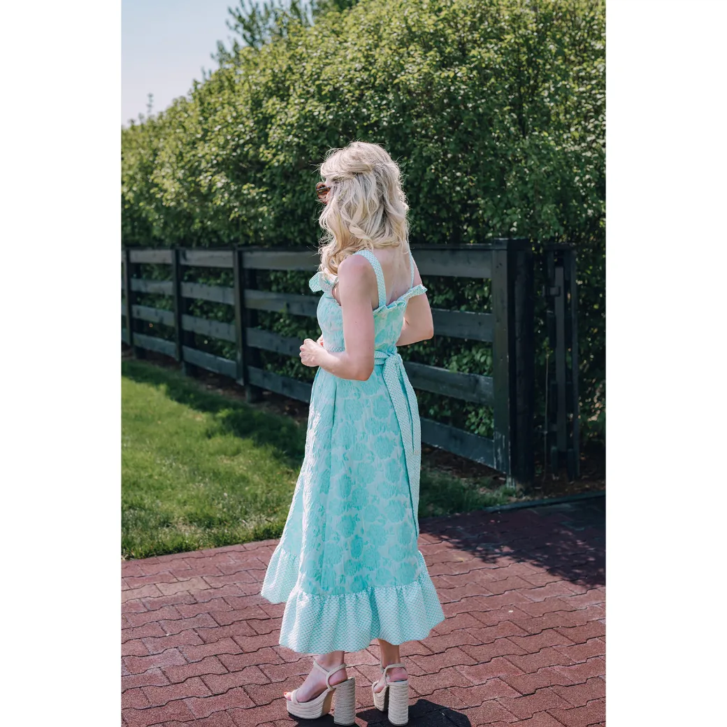 SAMPLE - BURU x Pappy & Co Sundress - Aqua Brocade