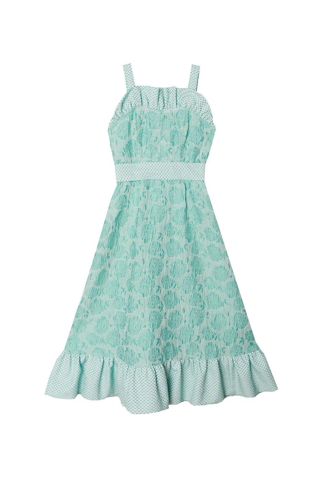 SAMPLE - BURU x Pappy & Co Sundress - Aqua Brocade