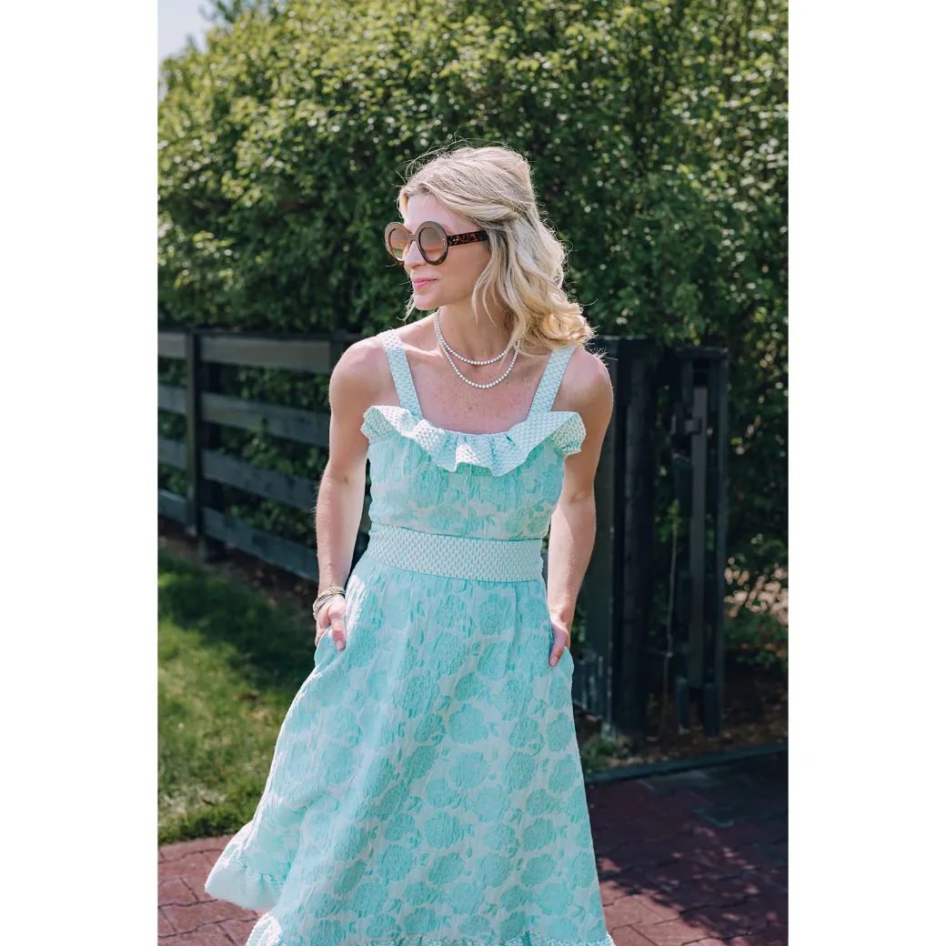 SAMPLE - BURU x Pappy & Co Sundress - Aqua Brocade