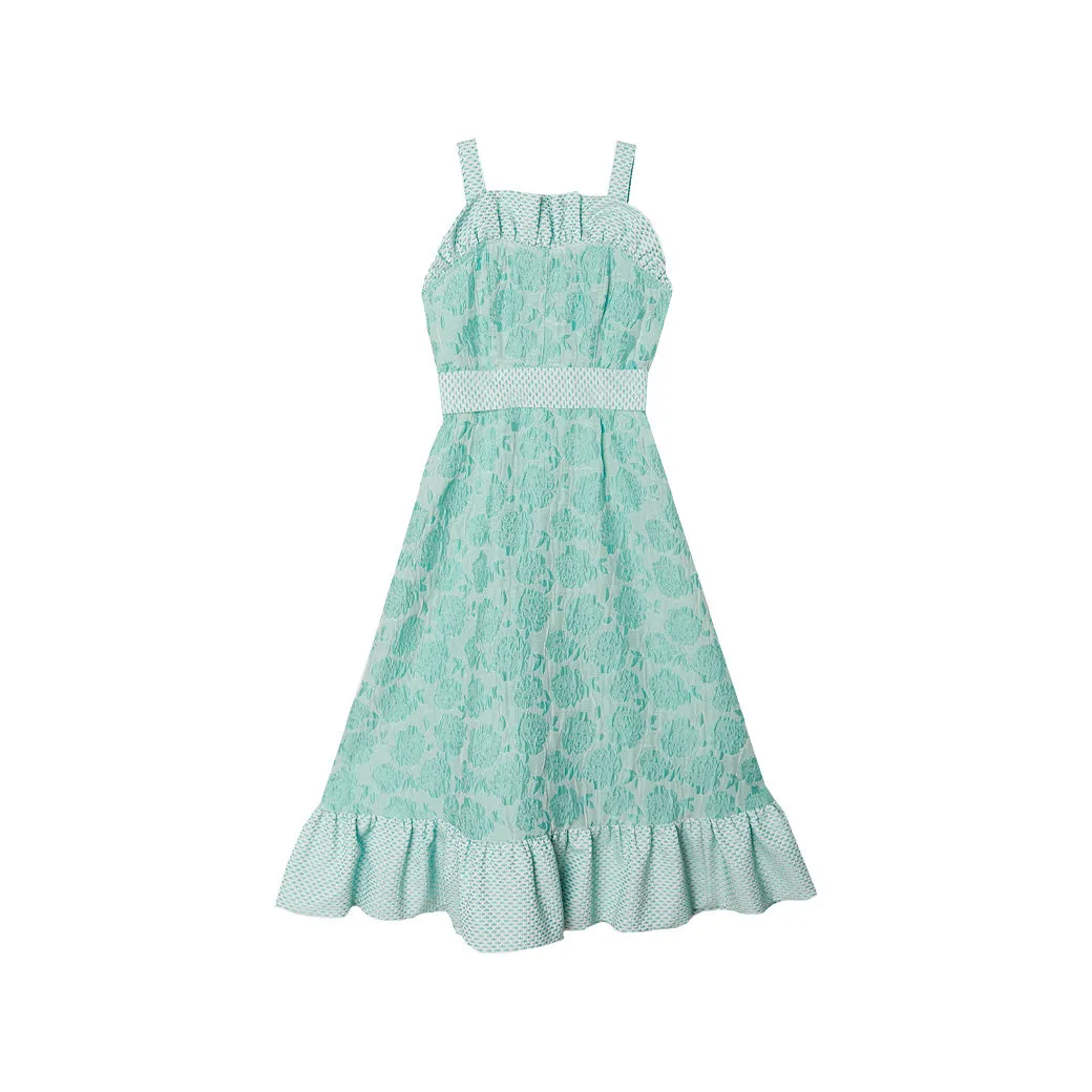 SAMPLE - BURU x Pappy & Co Sundress - Aqua Brocade