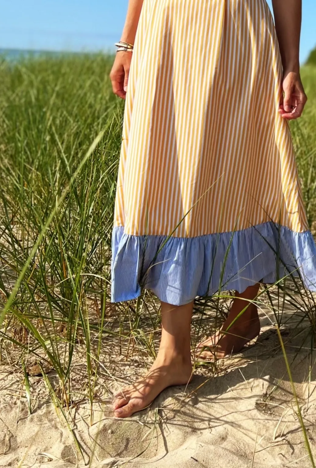 SAMPLE - Sundress - Sunshine & Blue Stripe