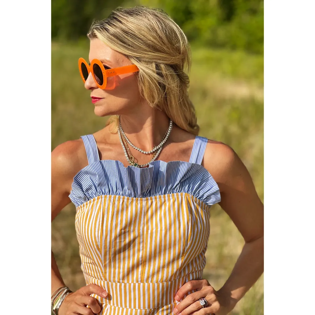 SAMPLE - Sundress - Sunshine & Blue Stripe