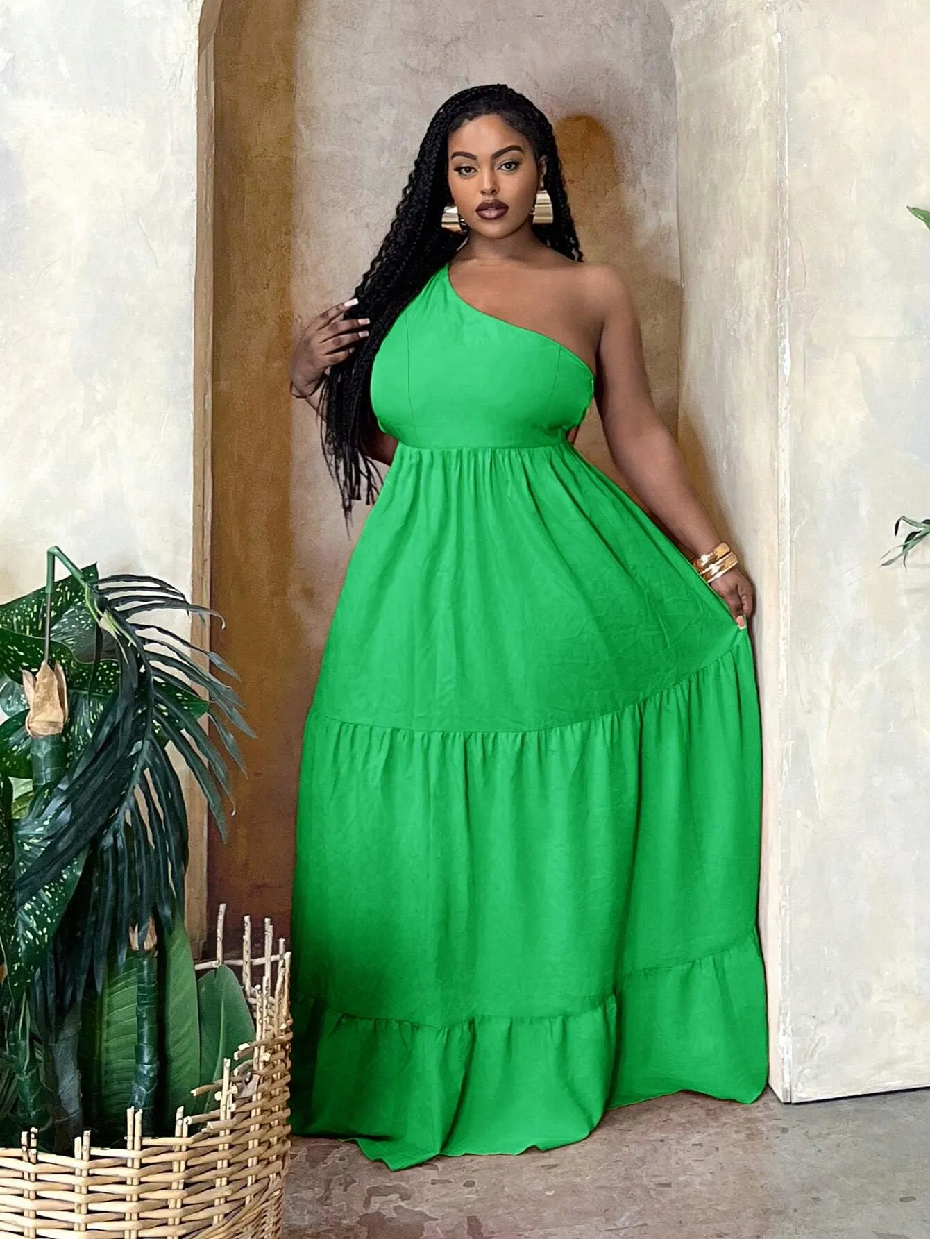 Vestido Com Um Ombro E Recorte Na Cintura Plus size - Melissa