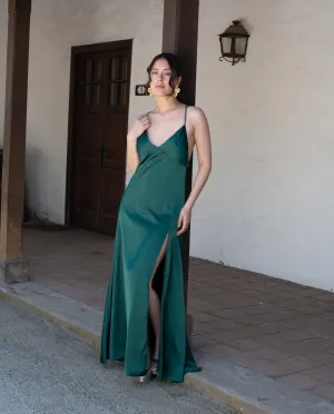 Vestido Largo de Fiesta Pepa Verde Oscuro