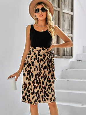 Vestido Mid Justo Animal Print Amarração